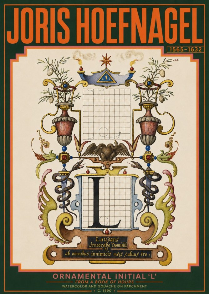 Joris Hoefnagel Ornamental Initial 'L' No3 - Juliste