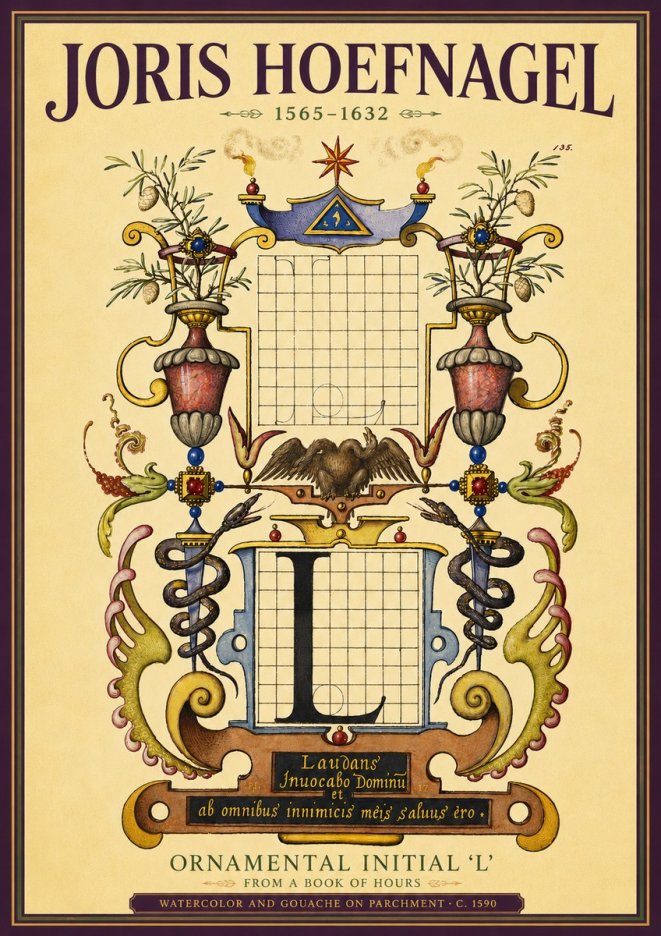 Joris Hoefnagel Ornamental Initial 'L' No4 - Juliste