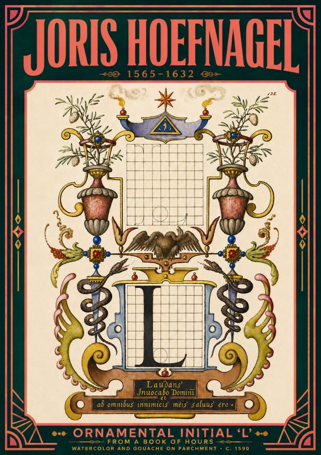 Joris Hoefnagel Ornamental Initial 'L' No5 - Juliste