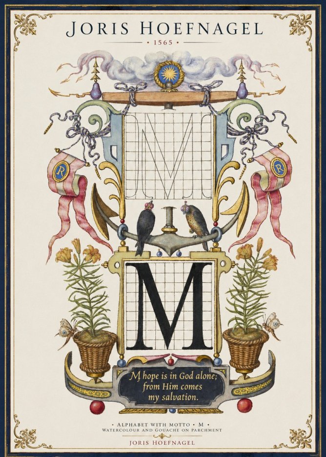 Joris Hoefnagel Alphabet with Motto • M • No1 - Juliste