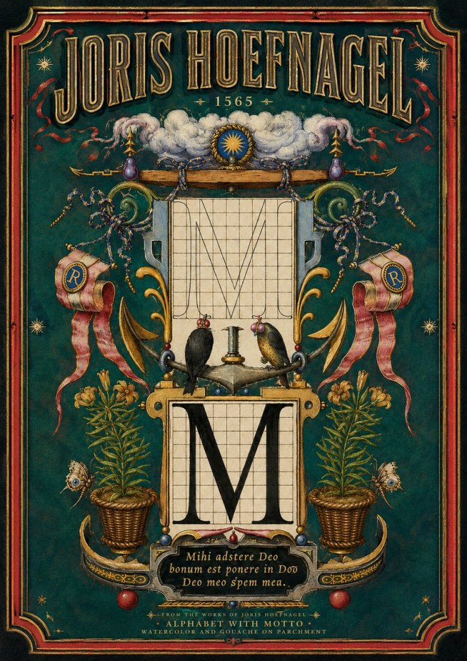 Joris Hoefnagel Alphabet with Motto • M • No3 - Juliste