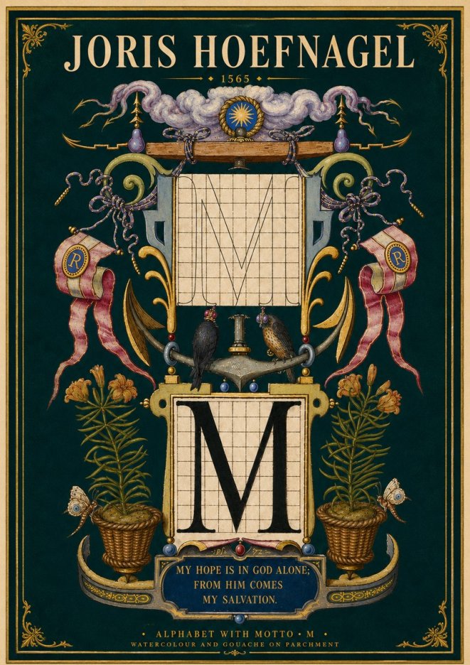 Joris Hoefnagel Alphabet with Motto • M • No4 - Juliste