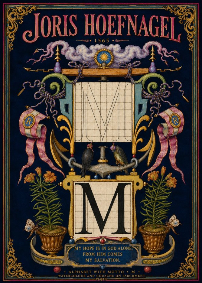 Joris Hoefnagel Alphabet with Motto • M • No5 - Juliste