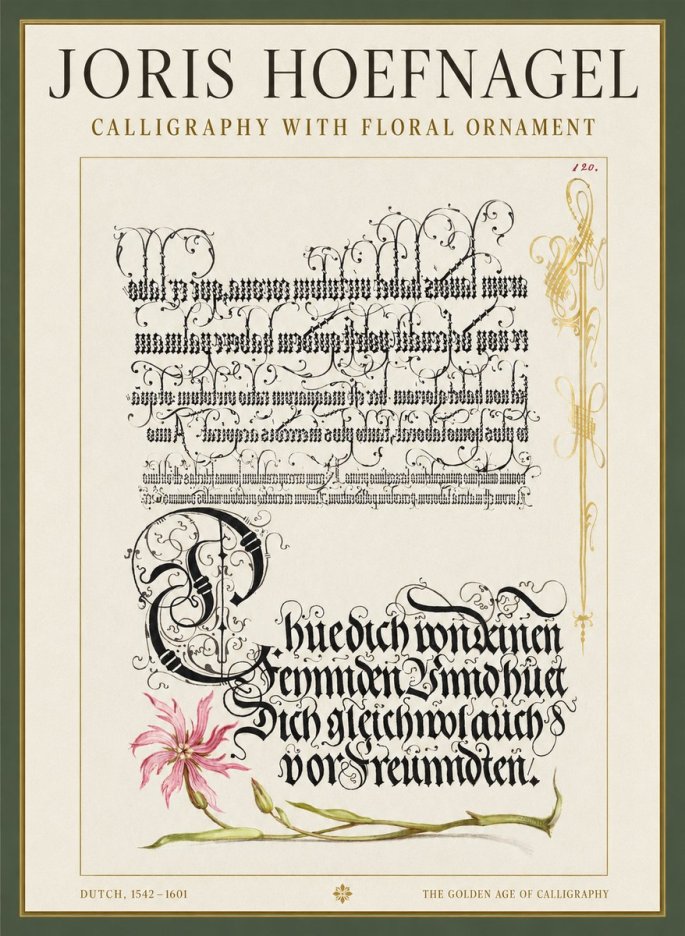 Joris Hoefnagel Calligraphy with Floral Ornament No1 - Juliste