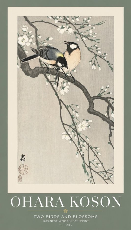 Ohara Koson Two Birds and Blossoms I No1 - Juliste