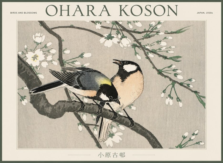 Ohara Koson Birds and Blossoms No2 - Juliste