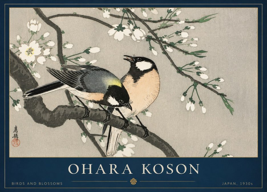 Ohara Koson Birds and Blossoms No3 - Juliste