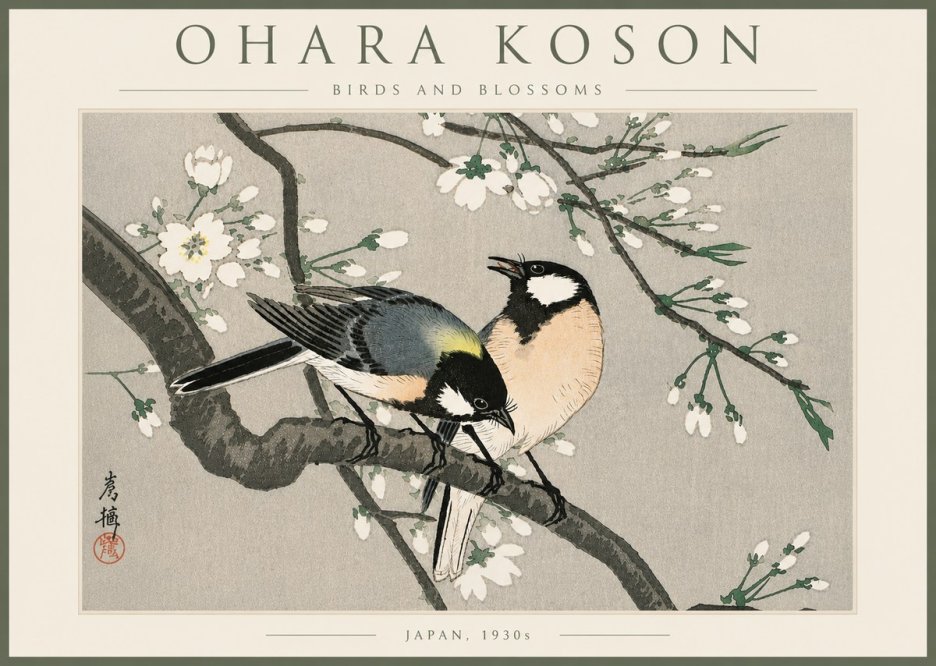 Ohara Koson Birds and Blossoms No6 - Juliste