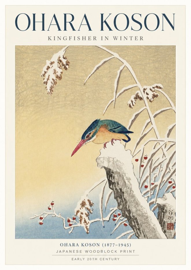Ohara Koson Kingfisher in Winter I No1 - Juliste