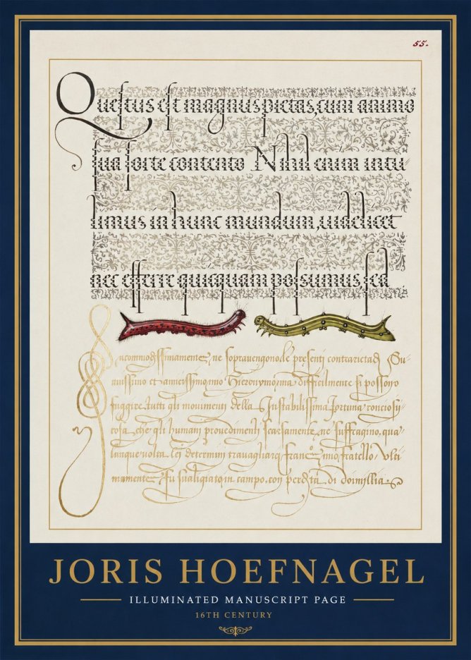 Joris Hoefnagel Illuminated Manuscript Page I No1 - Juliste