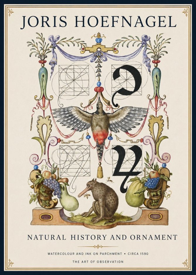 Joris Hoefnagel Study of Nature and Ornament No2 - Juliste