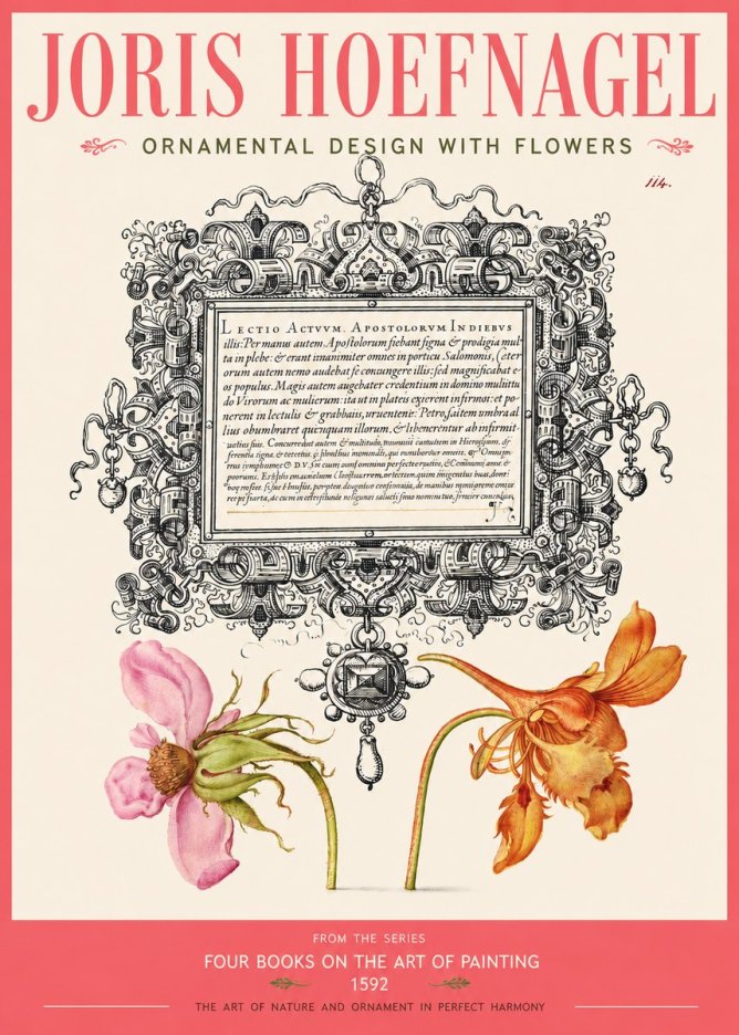 Joris Hoefnagel Ornament and Botanical Study No3 - Juliste