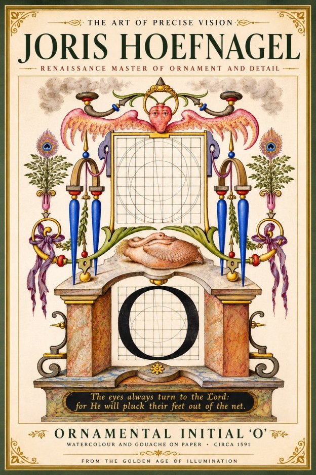 Joris Hoefnagel Ornamental Initial 'O' No5 - Juliste