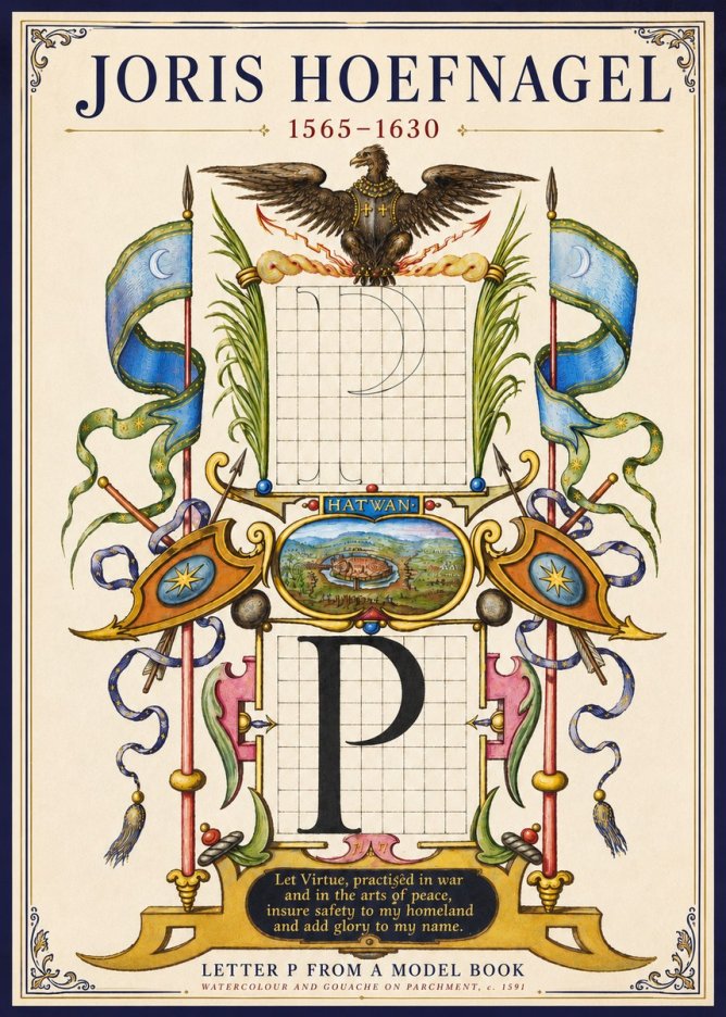 Joris Hoefnagel Letter P from a Model Book No3 - Juliste