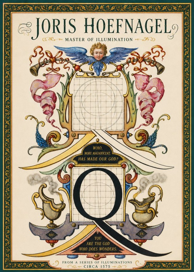 Joris Hoefnagel The Calligraphic Q No6 - Juliste