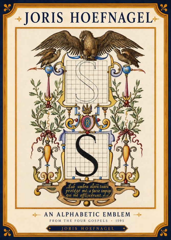 Joris Hoefnagel An Alphabetic Emblem from the Four Gospels No4 - Juliste