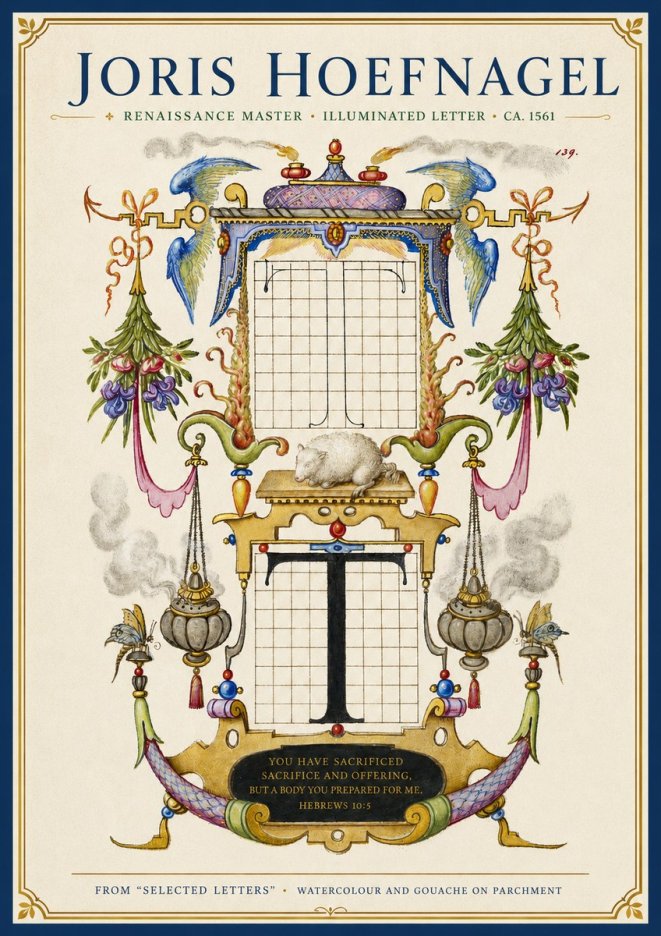 Joris Hoefnagel Letter T with Biblical Verse No4 - Juliste