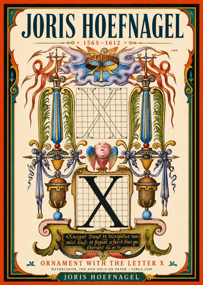 Joris Hoefnagel Ornament with the Letter X No5 - Juliste