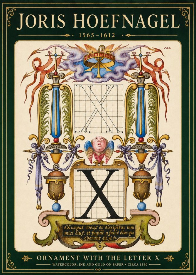 Joris Hoefnagel Ornament with the Letter X No6 - Juliste