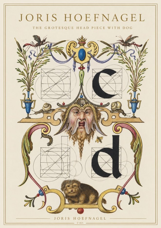 Joris Hoefnagel The Grotesque Head Piece with Dog No1 - Juliste