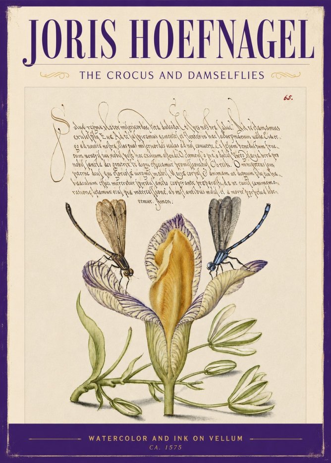 Joris Hoefnagel The Crocus and Damselflies No2 - Juliste