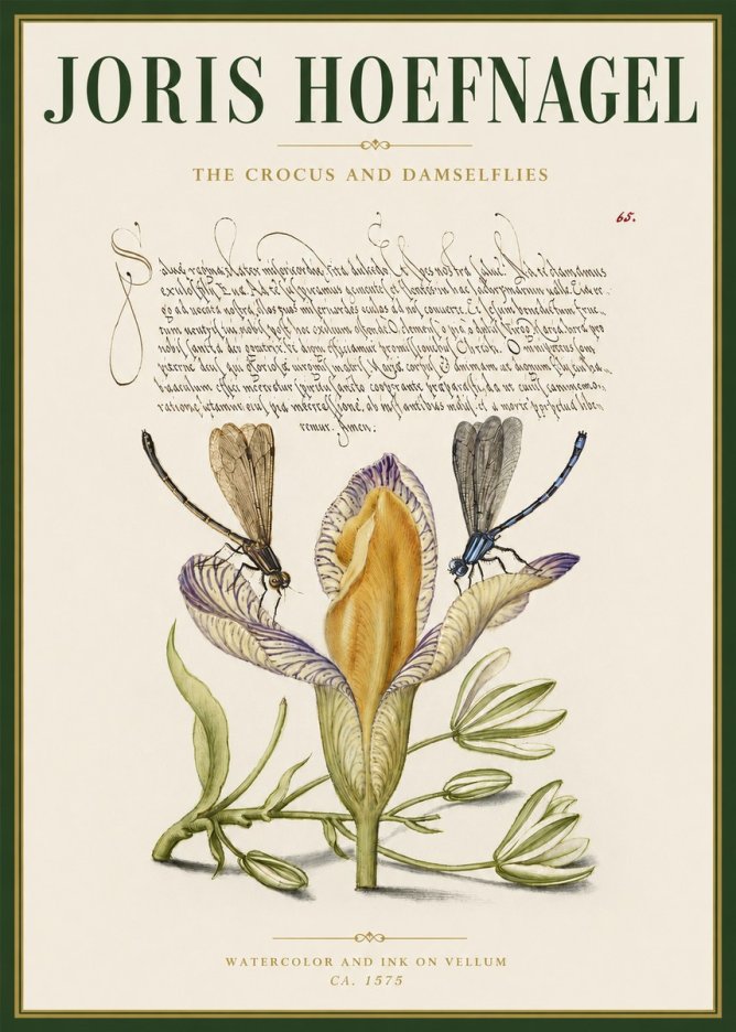 Joris Hoefnagel The Crocus and Damselflies No3 - Juliste