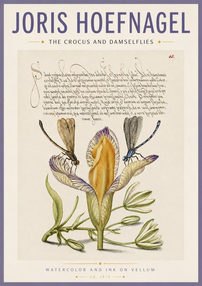 Joris Hoefnagel The Crocus and Damselflies No4 - Juliste