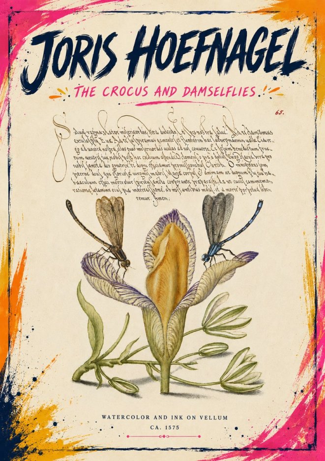 Joris Hoefnagel The Crocus and Damselflies No6 - Juliste
