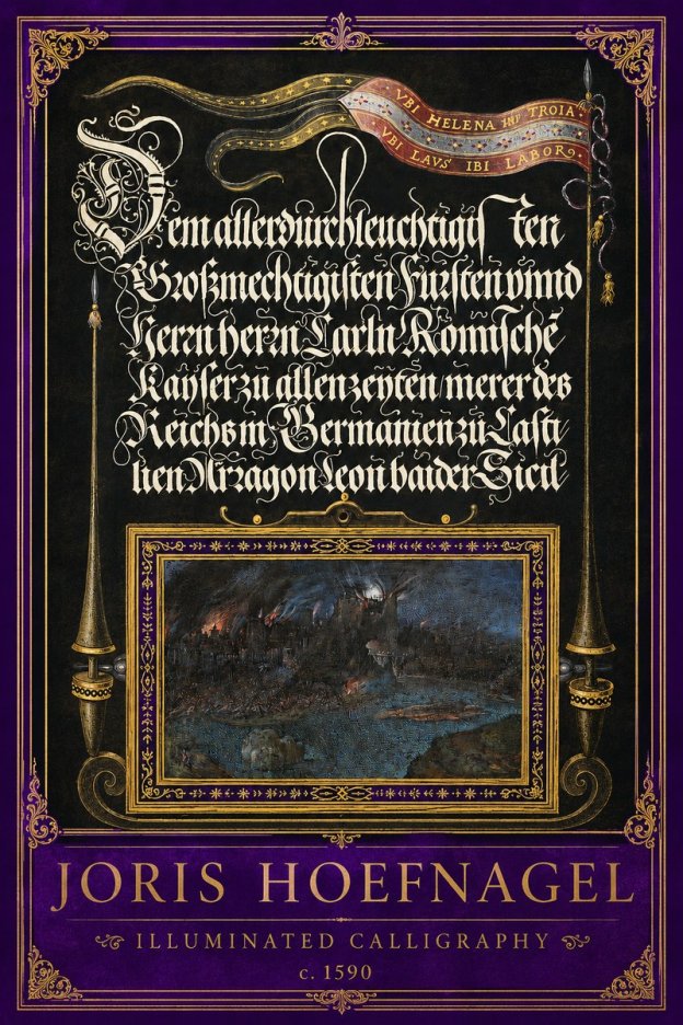 Joris Hoefnagel Illuminated Calligraphy No2 - Juliste
