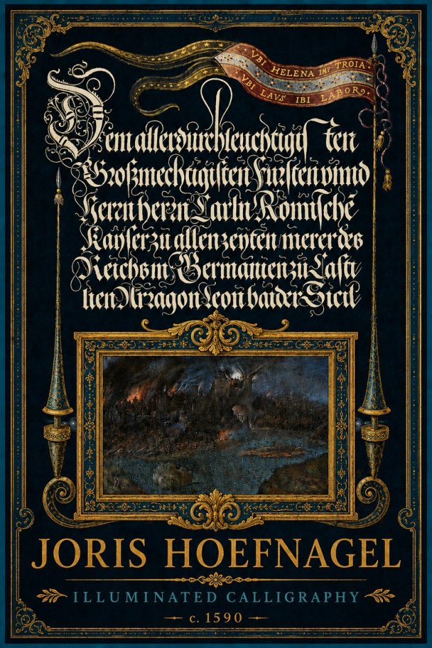 Joris Hoefnagel Illuminated Calligraphy No5 - Juliste