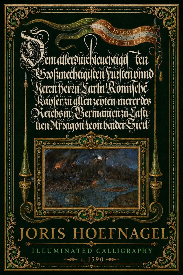 Joris Hoefnagel Illuminated Calligraphy No6 - Juliste