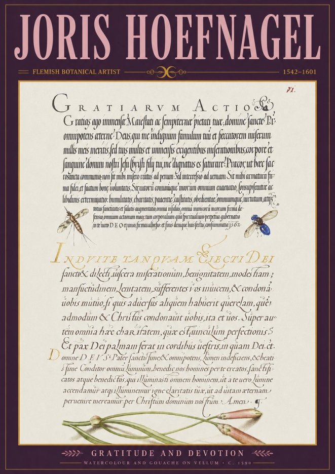Joris Hoefnagel Thanksgiving to God • Institute for Botanical Studies No4 - Juliste