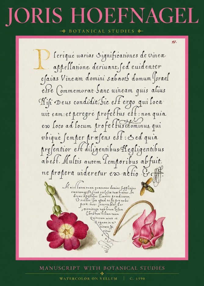 Joris Hoefnagel Manuscript with Botanical Studies No2 - Juliste