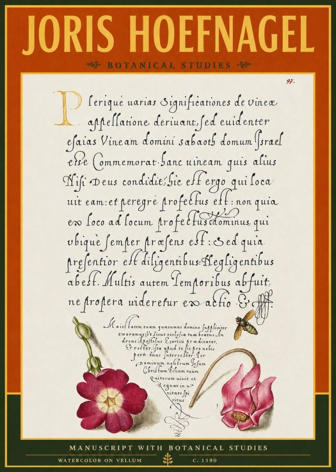 Joris Hoefnagel Manuscript with Botanical Studies No4 - Juliste