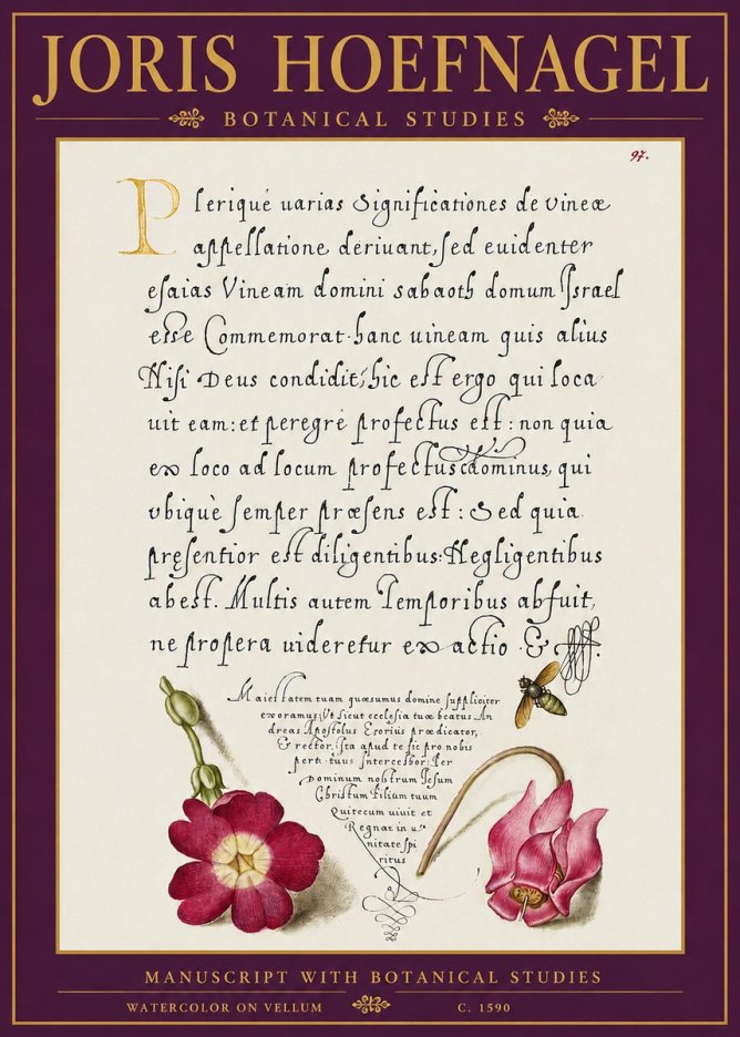 Joris Hoefnagel Manuscript with Botanical Studies No5 - Juliste