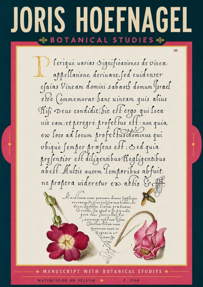 Joris Hoefnagel Manuscript with Botanical Studies No6 - Juliste