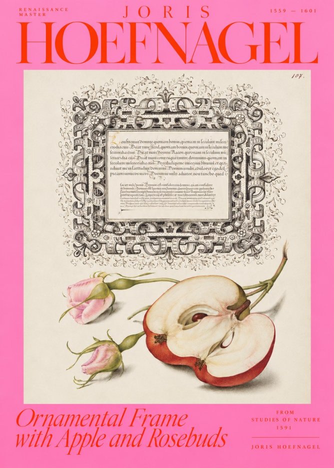Joris Hoefnagel Illuminated Calligraphy and Botanical Study No4 - Juliste