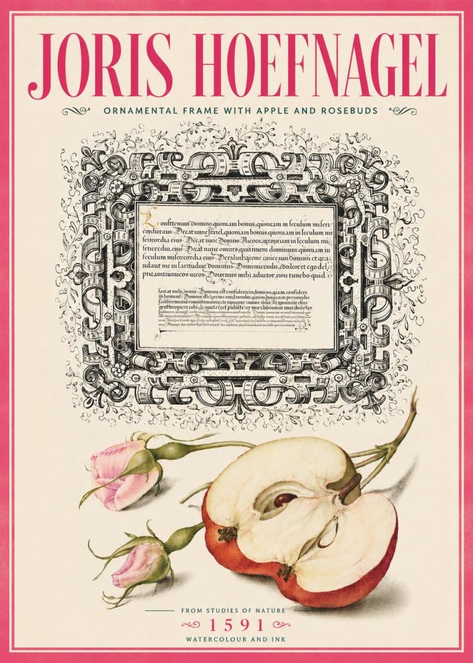 Joris Hoefnagel Illuminated Calligraphy and Botanical Study No6 - Juliste
