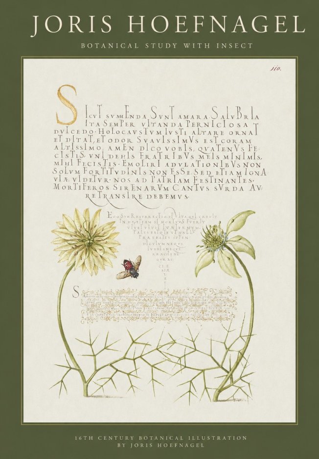 Joris Hoefnagel Botanical Study with Insect No1 - Juliste