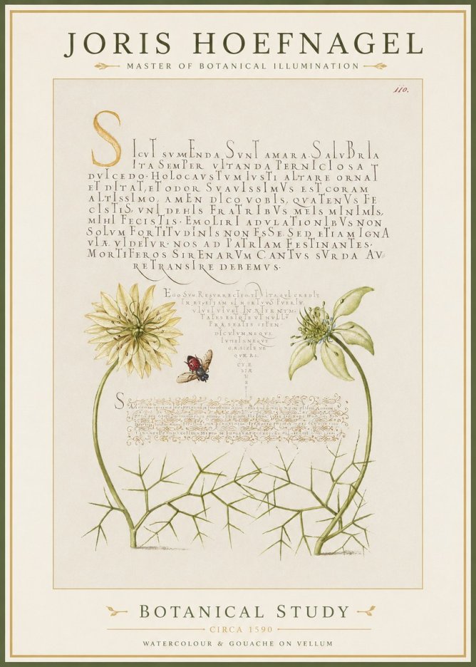 Joris Hoefnagel Botanical Study with Insect No2 - Juliste