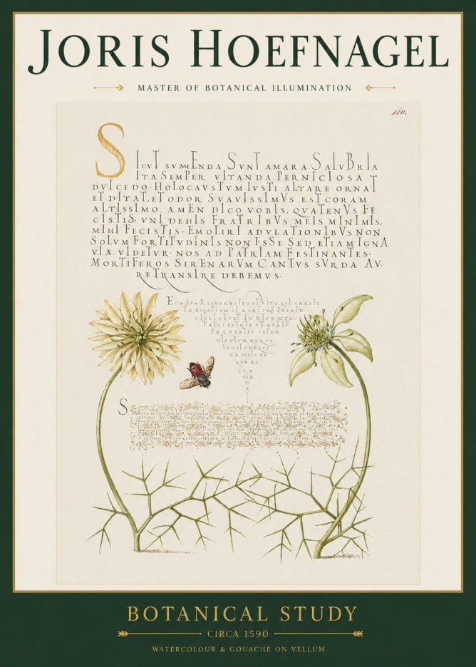 Joris Hoefnagel Botanical Study with Insect No3 - Juliste