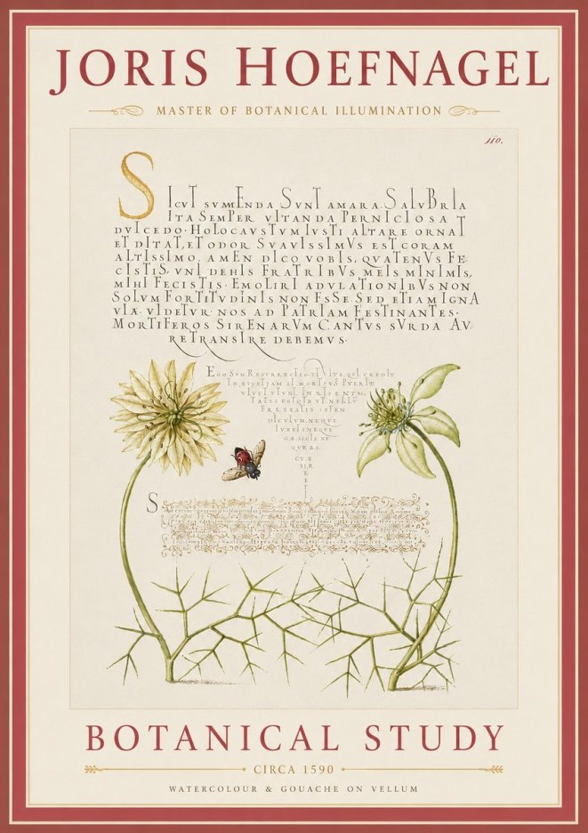 Joris Hoefnagel Botanical Study with Insect No5 - Juliste