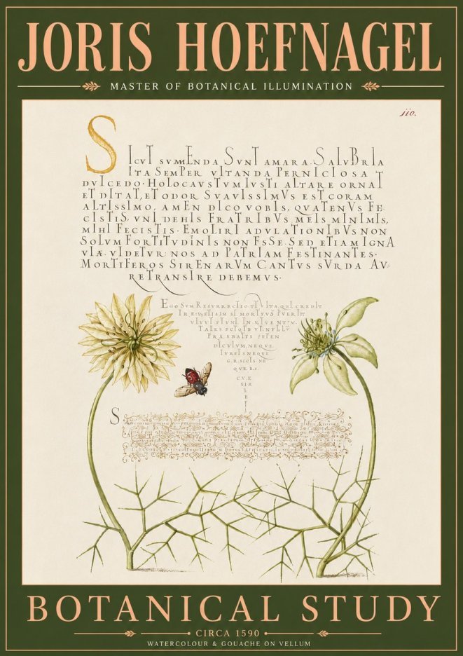Joris Hoefnagel Botanical Study with Insect No6 - Juliste