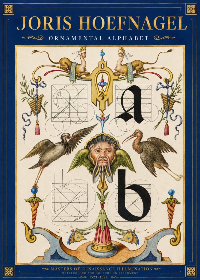 Joris Hoefnagel Ornamental Alphabet No3 - Juliste