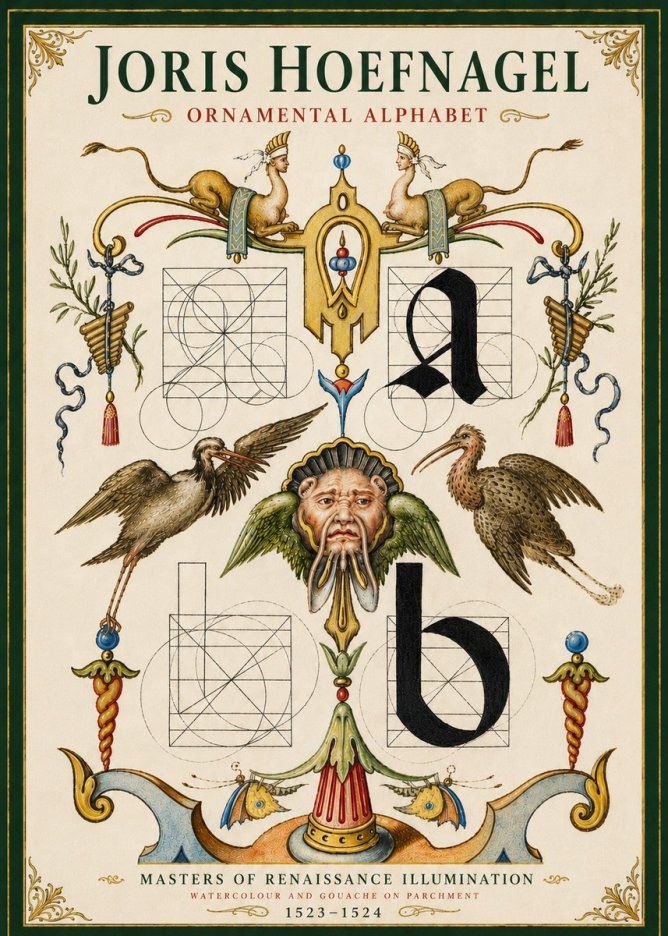 Joris Hoefnagel Ornamental Alphabet No5 - Juliste