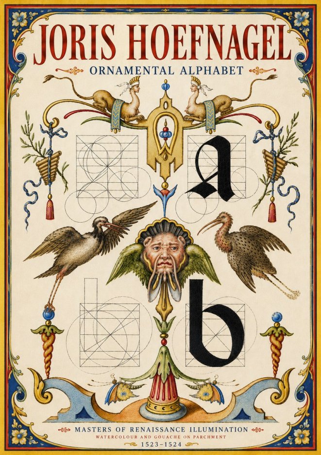 Joris Hoefnagel Ornamental Alphabet No6 - Juliste