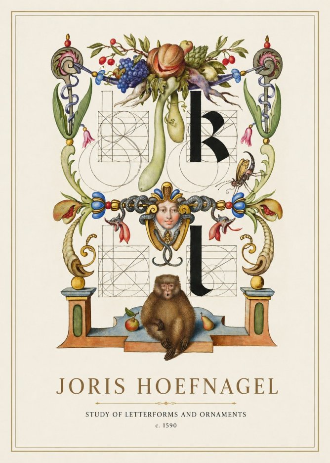 Joris Hoefnagel Study of Letterforms and Ornaments No1 - Juliste