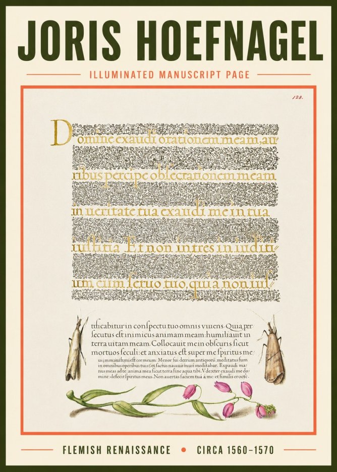 Joris Hoefnagel Illuminated Manuscript Page II No3 - Juliste