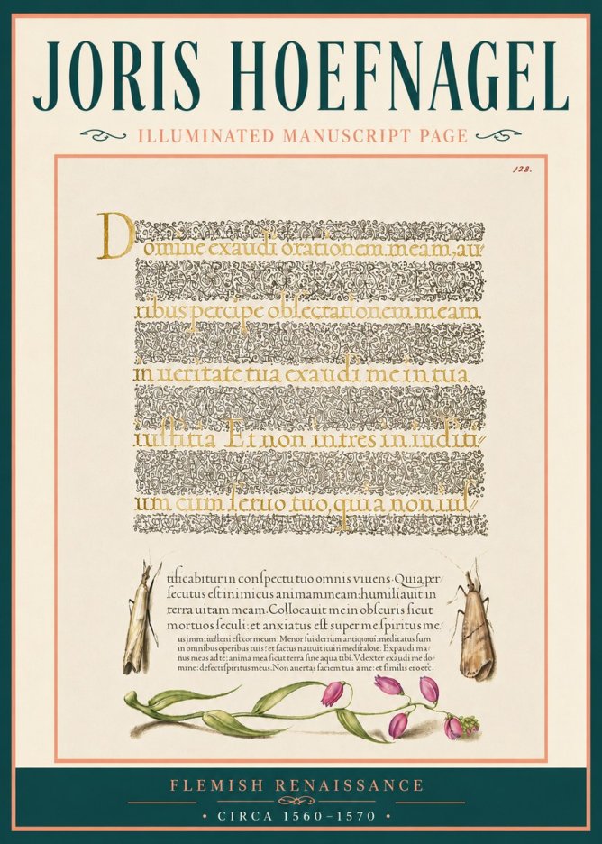 Joris Hoefnagel Illuminated Manuscript Page II No5 - Juliste
