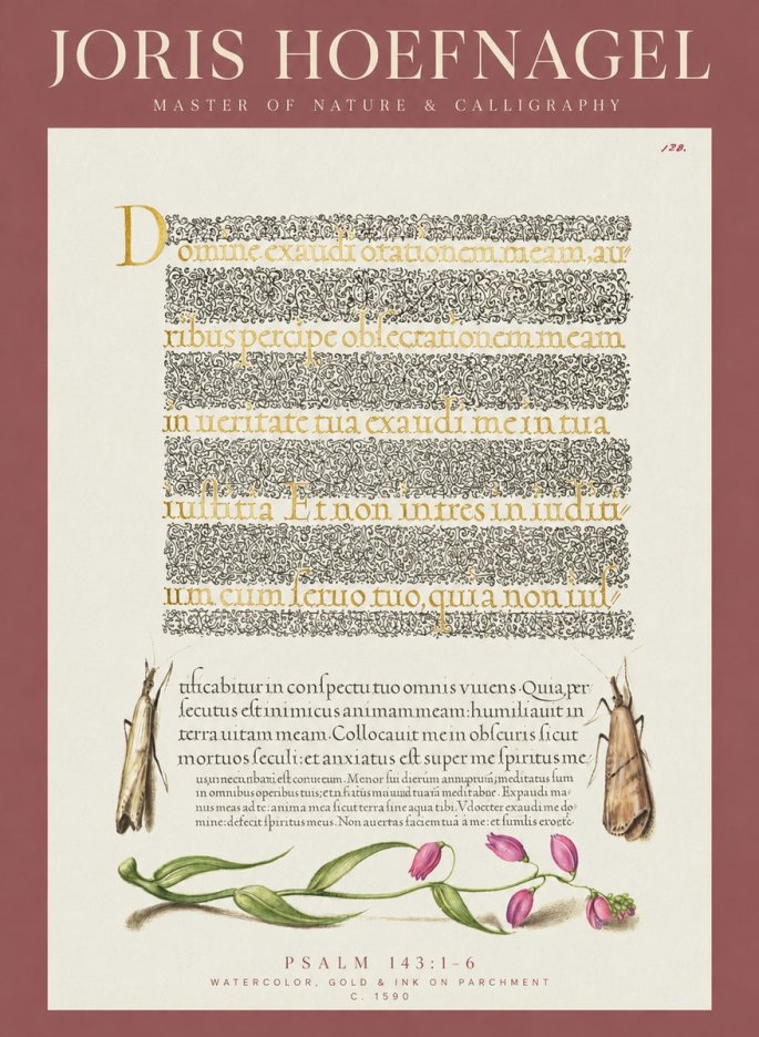 Joris Hoefnagel Illuminated Manuscript Page II No6 - Juliste